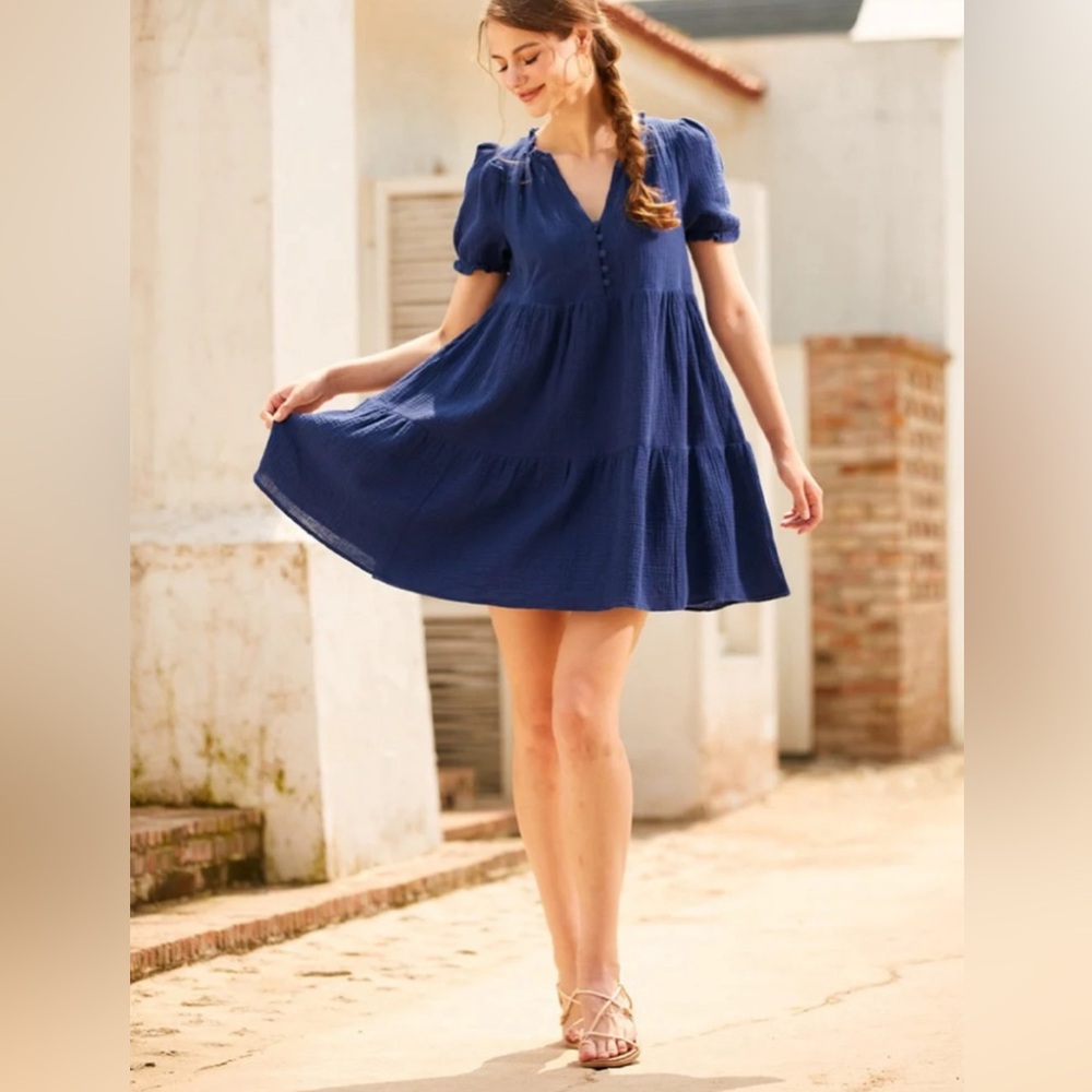 ModCloth NWT Sunshine Serenade Babydoll Dress - Navy